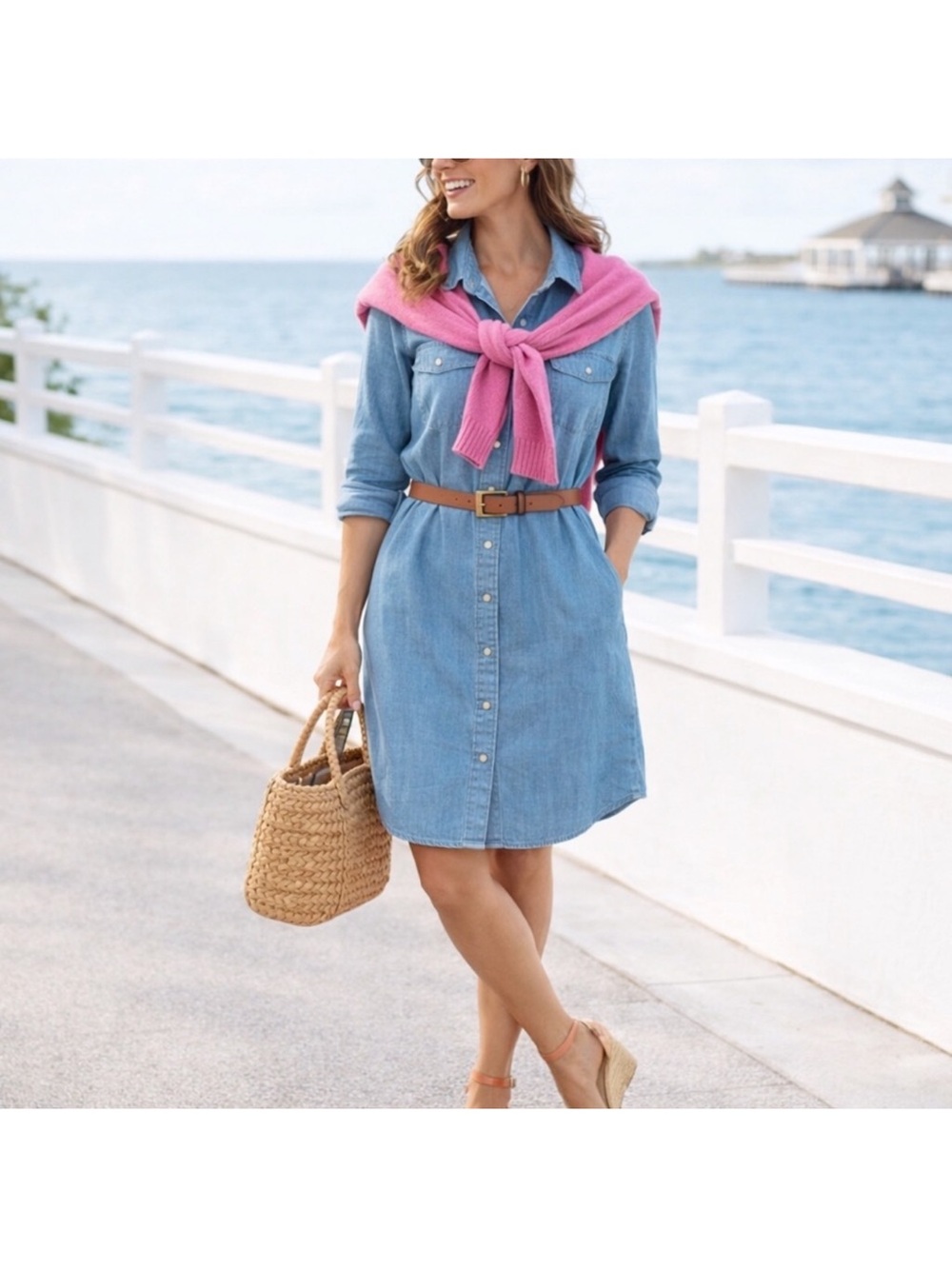 Land’s End denim long sleeve button down NWT dress XL/18